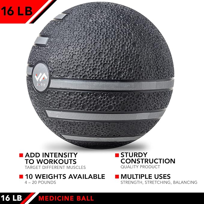 JFIT Dual Texture Medicine Ball – Weighted Exercise Ball for Strength, Core & Functional Fitness Training