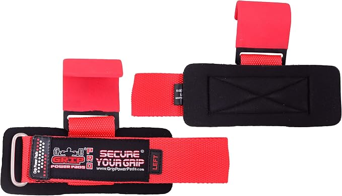Weight Lifting Rod Hooks Heavy Duty Wrist Wraps Power Weight Lifting Training Gym Grips Straps Set of 2