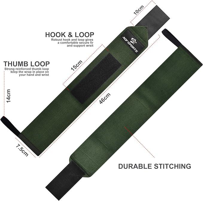 AQF Wrist Wraps for Weightlifting & Powerlifting, 18" USPA Approved (Pair)