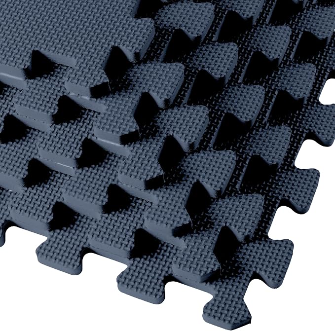 We Sell Mats 1/2" Thick Multipurpose EVA Foam Exercise Floor Mat, Interlocking Tiles, Anti-Fatigue for Home or Gym, 24 in x 24 in, 12 Tiles, Navy
