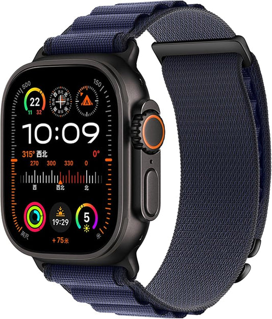 Alpine Nylon Sport Bands Compatible with Apple Watch Ultra Band 49mm 46mm 45mm 44mm 42mm Men Women, Stretch Loop Strap with D-Hook for iWatch Series 10 Ultra SE 9 8 7 6 5 4 3 2 1 (B-Navy Blue, 38mm/40mm/41mm/42mm(Series 10))