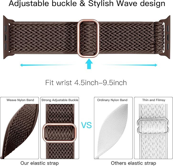 Lerobo Stretchy Nylon Solo Loop Band, Compatible with Apple Watch Series 11 10 9 8 7 6 5 4 3 SE3/2/1 Ultra3/2/1, Adjustable Strap for iwatch Band 44mm 45mm 46mm 49mm 42mm 40mm 41mm 38mm for Women Men