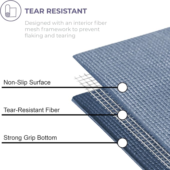 Voyage 5mm Studio Yoga Mats, 6 Pack, 72x24in | Extra Long, Anti-Tear Exercise Mats for Workout, Stretching, Fitness - Non Slip Gym Mats for Home, Schools and Studios