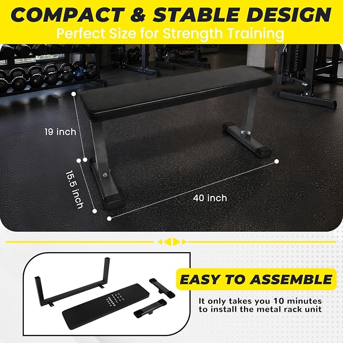HULKFIT Adjustable Folding Weight Bench, Heavy Duty Workout Bench with Multiple Backrest Positions, Stable Incline Decline Flat Exercise Bench for Full Body Strength Training at Home Gym