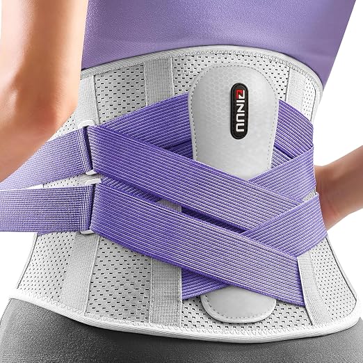 Dual X-Back Brace for Lower Back Pain Relief with Bionic Support System, 8X Powerful Lumbar Support Belt for Men Women, Back Support Belt with 3D Pad, Breathable Back Support Brace with Adjustable Strap for Sciatica,Gray Purple,XX-Large(Waist:49.2-55.1...