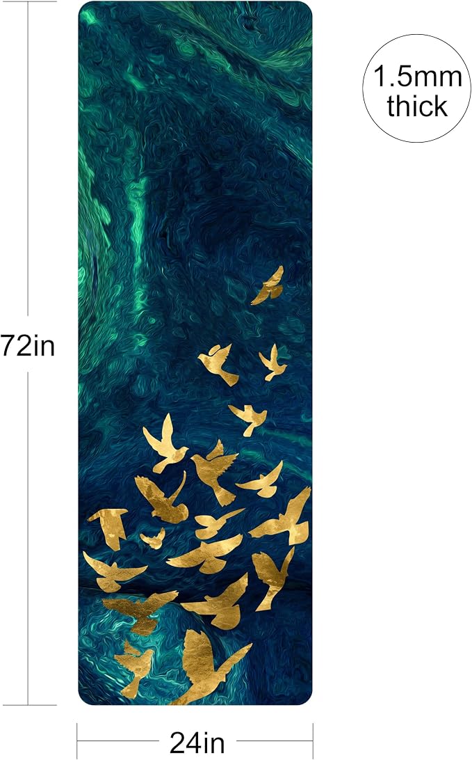 nuveti Printed Travel Yoga Mat 1/16 Inch Thick Non Slip Fitness Workout Mat | with Carrying Bag, Foldable Lightweight Suede & Natural Rubber Yoga Mat for Yoga Pilates and Fitness 72" L x 24" W x 1.5mm
