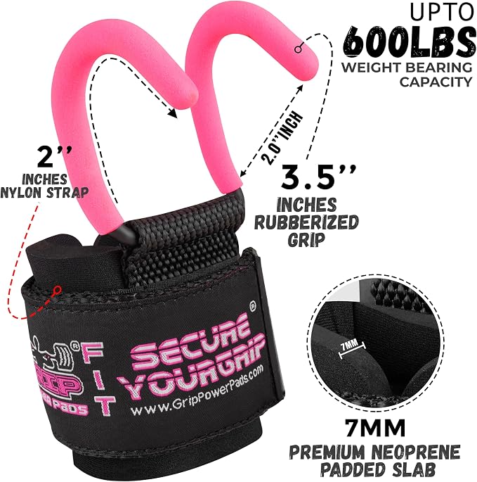 Weight Lifting Rod Hooks Heavy Duty Wrist Wraps Power Weight Lifting Training Gym Grips Straps Set of 2