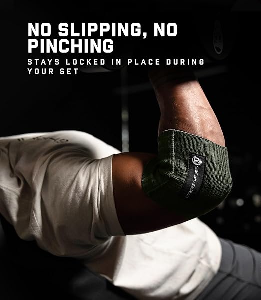 Gymreapers Elbow Compression Cuff for Weightlifting, Powerlifting – Support & Relief for Tendonitis, Stability, Tennis Elbow, Strength Training & Injury Recovery (Green, 11")