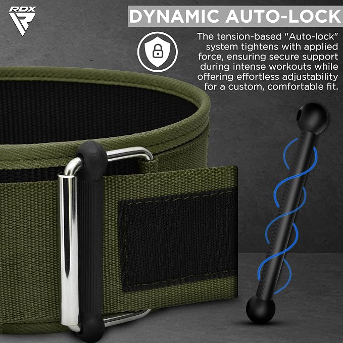 RDX Weight Lifting Belt - AUTO LOCK 4” Premium Adjustable Gym Belt for Olympic Cross Training - Support for Men Women Functional Fitness Workout - WOD Powerlifting Bodybuilding Weightlifting Deadlift