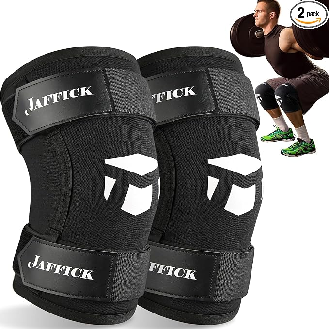 Jaffick 7MM Neoprene Knee Compression Sleeve for Weightlifting (1 Pair), M | Double-Layer With Pressure Belt, Powerlifting & Cross Training - Men & Women