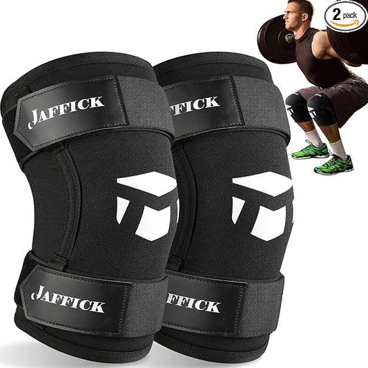 Jaffick 7MM Neoprene Knee Compression Sleeve for Weightlifting (1 Pair), M | Double-Layer With Pressure Belt, Powerlifting & Cross Training - Men & Women