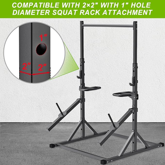 SELEWARE Dip Bar Attachment for Power Rack, 2 x 2 Tube, Multi Grip Handle | Fully Welded Steel Design, Stable Support for Dips, Pull Ups and Strength Training, Ideal for Home Gym Workouts