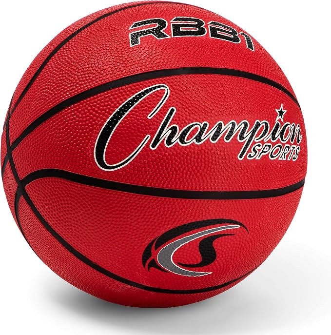 Champion Sports Rubber Basketballs – Durable Indoor & Outdoor Training & Recreational Game Balls, Multiple Sizes & Colors
