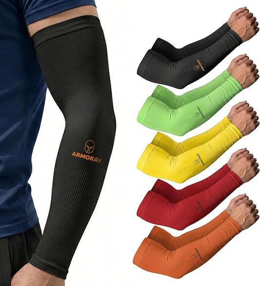 ARMORAY Arm Sleeves for Men and Women - UV Sun Protection Cooling Compression - Tattoo Cover Up Sleeve for Daily Wear & Work