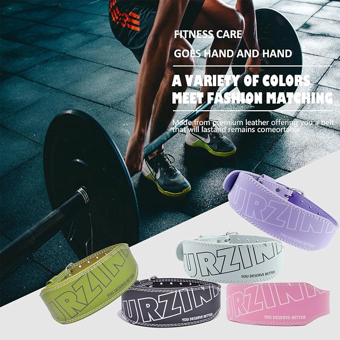 9mm Leather Fitness Weight Lifting Belt for Women&Men with 4 Inches Padded Lumbar Support for Power Lifting Workout & Squats Exercise