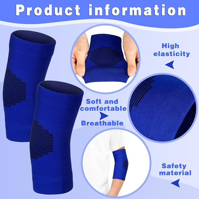 Lenwen 4 Pairs Kids Elbow Brace Compression Arm Elbow Sleeve Knit Guard Gym Protectors for Boys Teen Children Girls Basketball Volleyball Tennis Cycling(8-12 Years,Black, White, Blue, Gray)