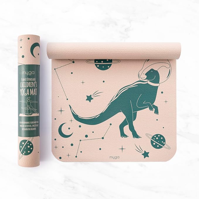 Myga Silk Print Kids Yoga Mat,Non-Slip Yoga Mat for Childrens Exercise, Fitness, Yoga and Mindfulness Lightweight, Easy Clean Play Mat for Girls and Boys