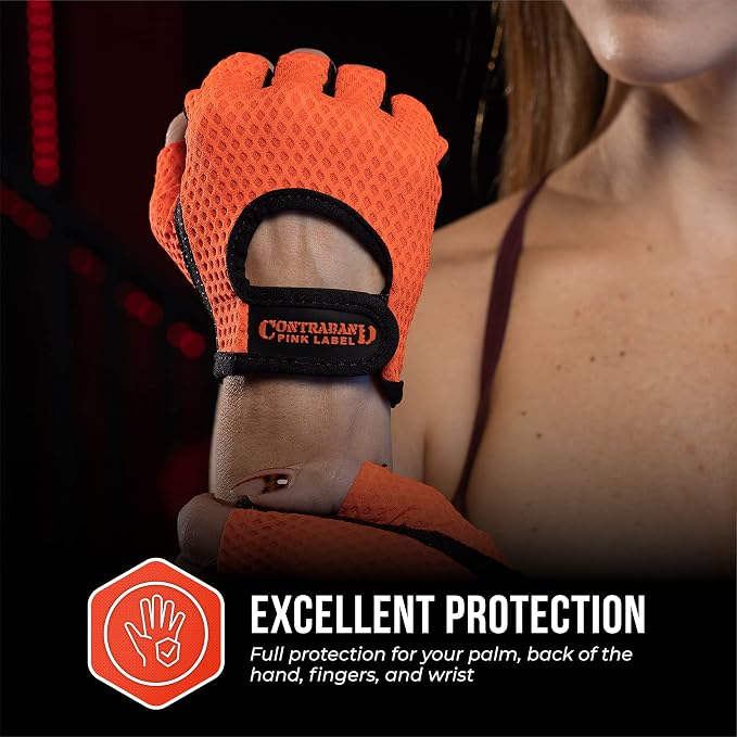 Contraband Pink Label 5307 Womens Designer Workout Gloves | Low Sweat Diamond Mesh Fabric w/Grip-Lock™ Silicone Palm