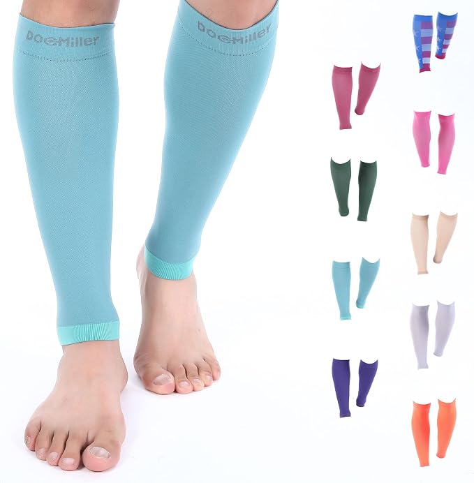 Doc Miller Compression Calf Sleeve for Men & Women, 20-30mmHg | Graduated Support for Running, Shin Splints, Calf Strain, Knee High, Small to 6XL Plus Size
