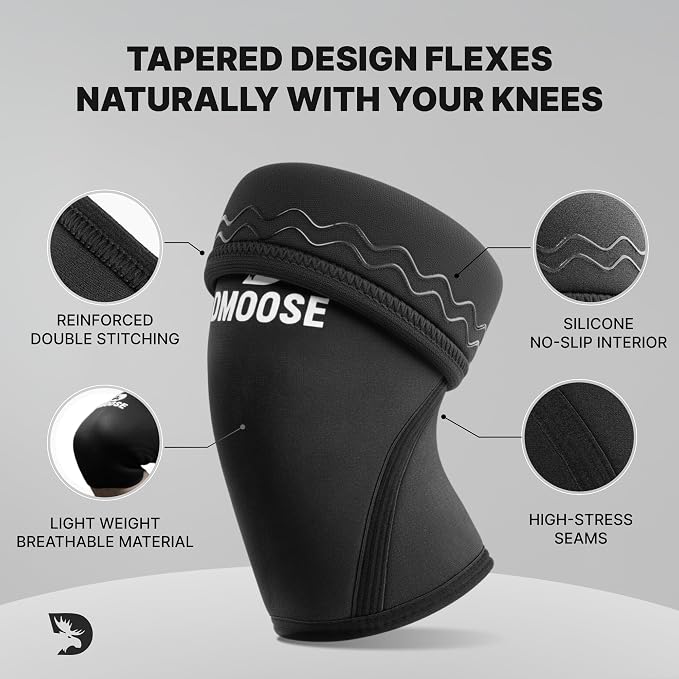 DMoose Fitness Knee Sleeves for Weightlifting (Pair) 78" Knee Wraps for Squats, Powerlifting & Joint Stability