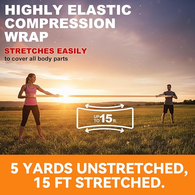 FRESINIDER Premium Elastic Bandage Wrap 4 Inch, 18 Pack, Hook and Loop | All-Purpose 4-Inch Cotton Compression Wrap for Knee, Calf and Elbow; Bulk Box for Clinics, Teams and First-Aid Stations.