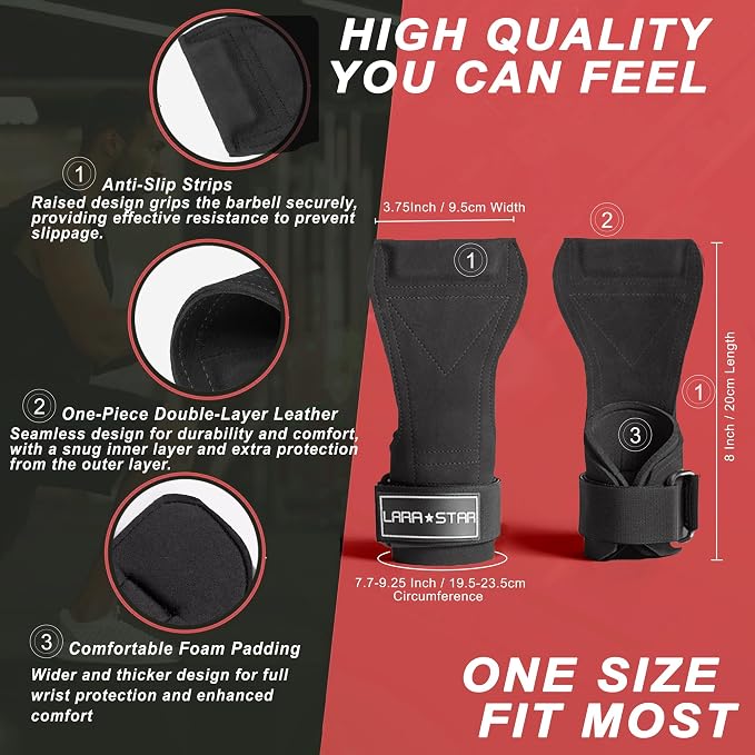 Weight Lifting Wrist Straps for Maximum Grip Support,Lifting Strap for Weightlifting, Gym Grips Hook for Deadlifts, Powerlifting, Heavy Shrug Women/Men