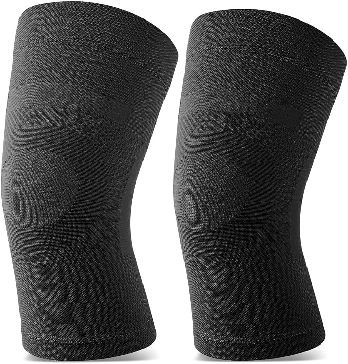 TOFLY Knee Sleeves 20-30mmHg Compression Brace for Joint ACL MCL Arthritis | Lightweight Breathable Fabric, Wear Under Pants, For Men Women, 1 Pair Support For Arthritis, ACL, MCL, Sports Recovery