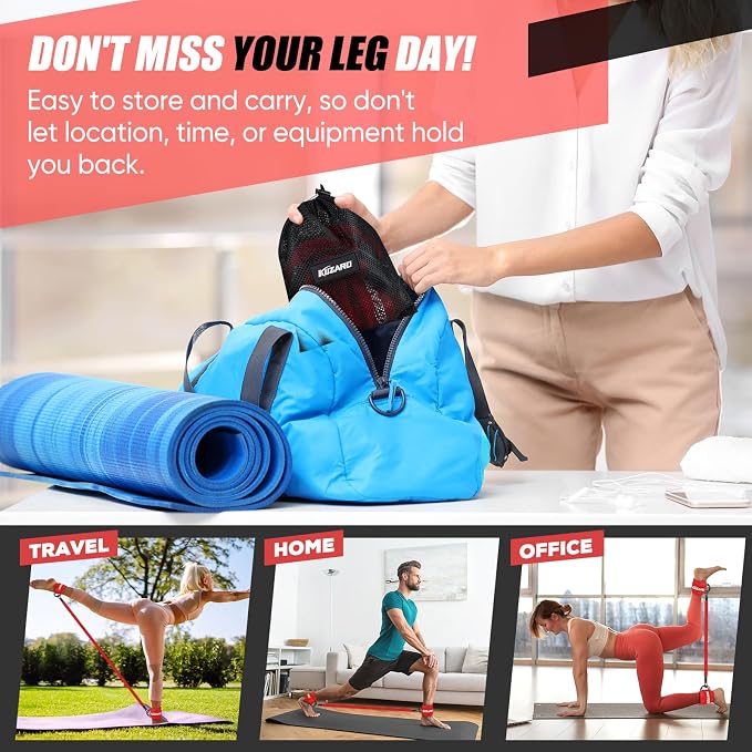KUZARO Ankle Resistance Bands with Cuffs, Ankle Weights Bands for Working Out, Women Leg and Glutes Workout Equipment, Exercise Bands for Kickbacks, Butt and Booty Trainer, Home Gym Fitness Equipment
