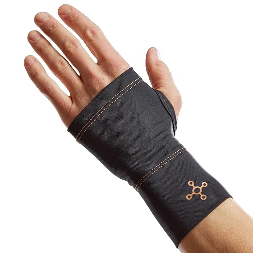 Tommie Copper Wrist Compression Sleeve, 15-20 mmHg (L/XL, Black) | 15-20 mmHg | 4D Stretch | Copper Znergy | Non-Slip Fit