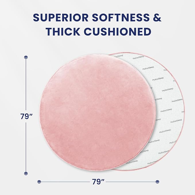 Baby Play Mat for Floor,Large 79in Round Mat for Toddler,Infant,Kids,1.3" Thick Non-Slip Nursery Rug,Water Repellent Soft Padded Activity Mats for Tummy Time, Crawling,Playroom(Pink)