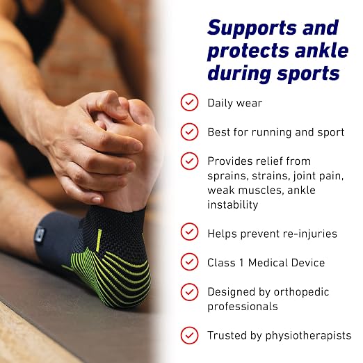 Neo-G Ankle Compression Sleeve Sports – Active – Ankle Compression Sleeve for Running - Lightweight, Elastic, Helps with Strains, Weak Ankles, Injury Recovery, Ankle Swelling Relief - S