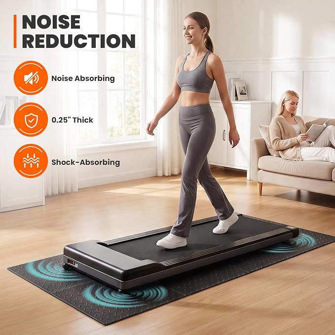 Stepwaver Walking Pad Mat for Carpet, Treadmill Mat for Hardwood Floors | High Density, 1/4 Thickness, Foldable, Floor Protection for Bike, Elliptical, Treadmill, Walking Pad