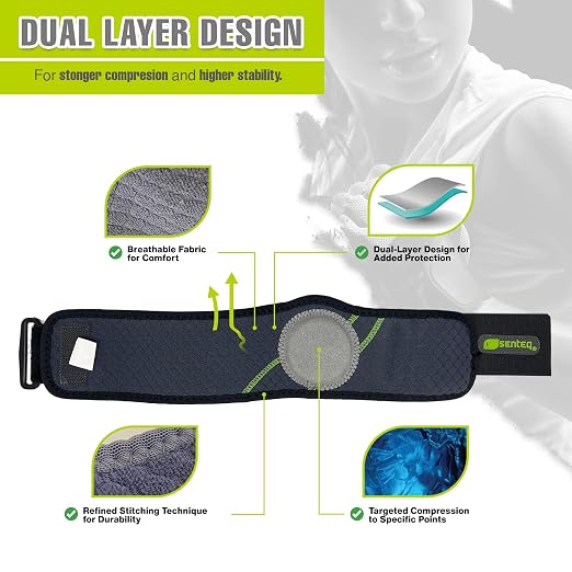 Tennis Elbow Brace Support Strap for Tendonitis and Forearm Pain Relief Band Compression Arm Sleeves Strap