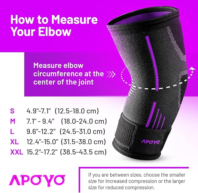 APOYO Tennis Elbow Brace for Women & Men, Workout and Everyday Use (Large) | Elbow Compression Sleeve for Arthritis, Tendonitis, Tennis Elbow & Golfers Elbow, Reduce Joint Pain During Fitness Activity