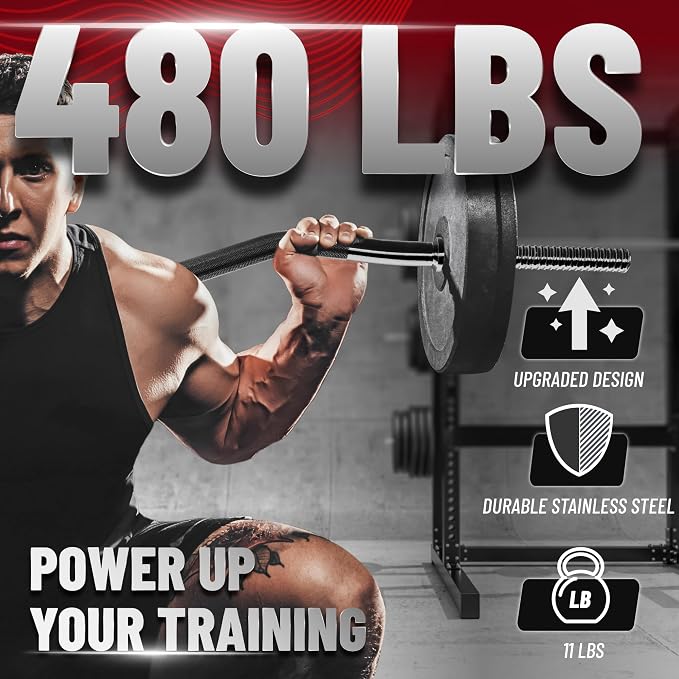 Yes4All Standard Straight Barbell 60" & EZ Curl Bar 47", Capacity 200 to 480 LB, Weight Bar 1" to 2" Diameter - Star Lock Collars, Rubber Ring, Barbell Spins Included for Deadlifts & Squats