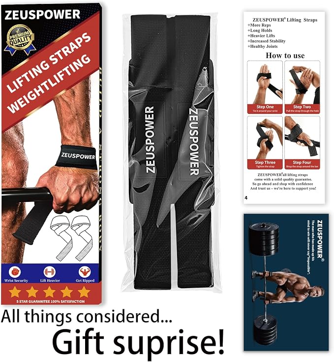 Lifting Straps Wrist Straps for Weightlifting Gym Straps Weight Lifting Deadlift Workout Women Men Dumbbell Straps for Hand RDL Strap Exercise Straps Dead Lift Cotton Neoprene Padded Zeus Power