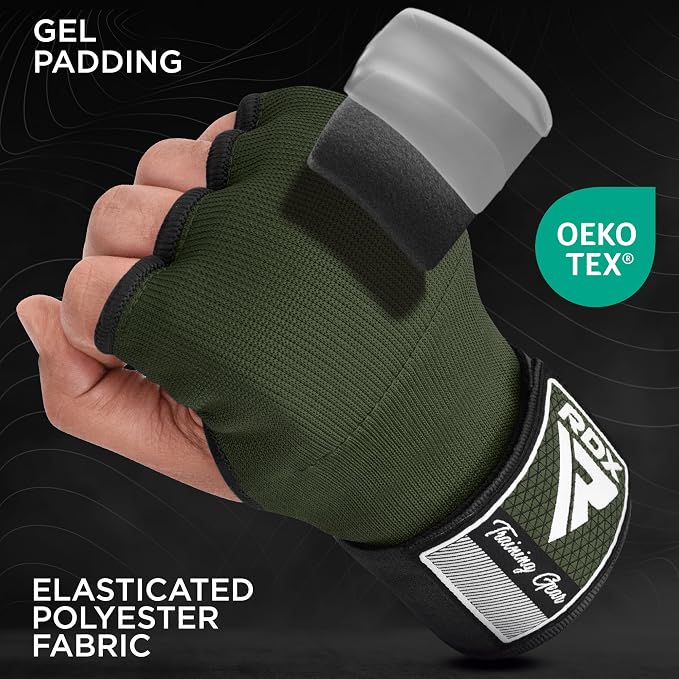 RDX Gel Boxing Hand Wraps Inner Gloves Men Women, Quick 100cm Long Wrist Straps, Elasticated Padded Fist Under Mitts Protection, Muay Thai MMA Kickboxing Martial Arts