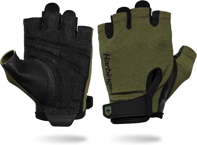 Power Gloves 3.0 - Durable Half Finger Weightlifting Gloves with Adjustable Wrist Closure, Breathable Leather Palm, Men's