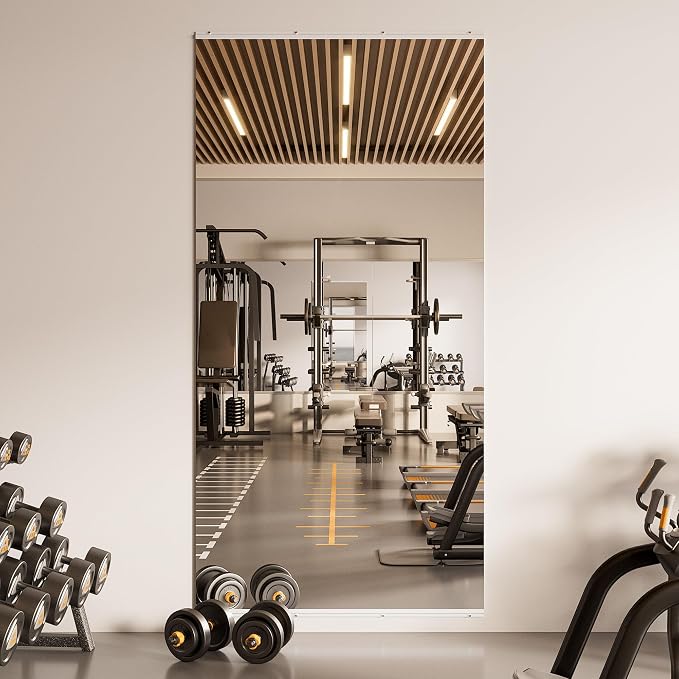 TETOTE Home Gym Mirror 84" x 42" - 1PC Large Tempered Glass Workout Mirrors for Home Gym, Exercise Fitness Wall Mounted Frameless Full Length Mirror for Garage, Dance Studio, Yoga, Living Room