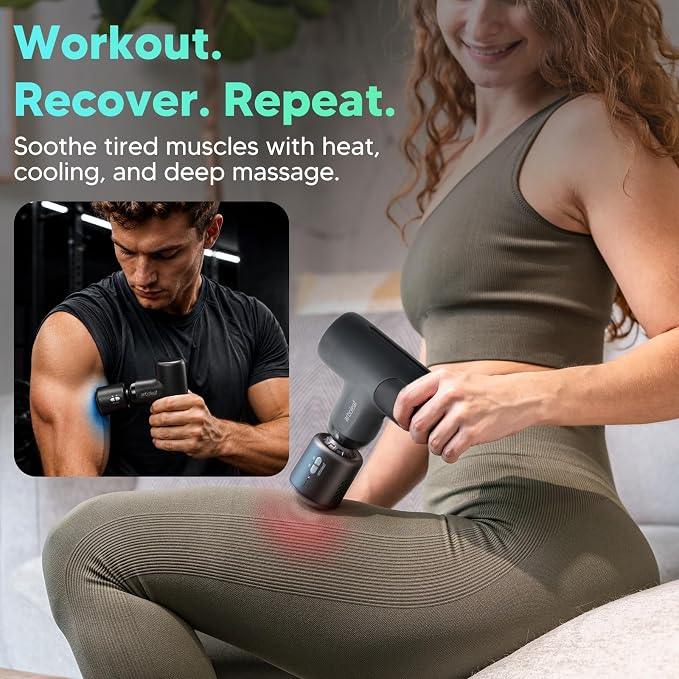 arboleaf Mini ThermaCool Massage Gun, Hot & Cold Percussion Muscle Relief | hot and cold percussion, back muscle relief, quiet handheld, travel size, Gifts for Him and Her