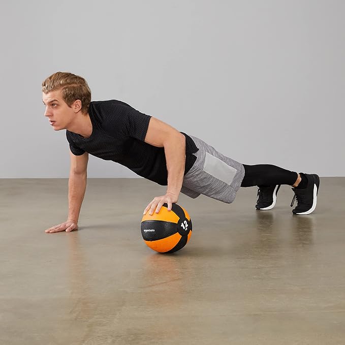 Amazon Basics Weighted Medicine Ball for Core Strength, Strength Training, Full-Body Workouts and Balance Exercises