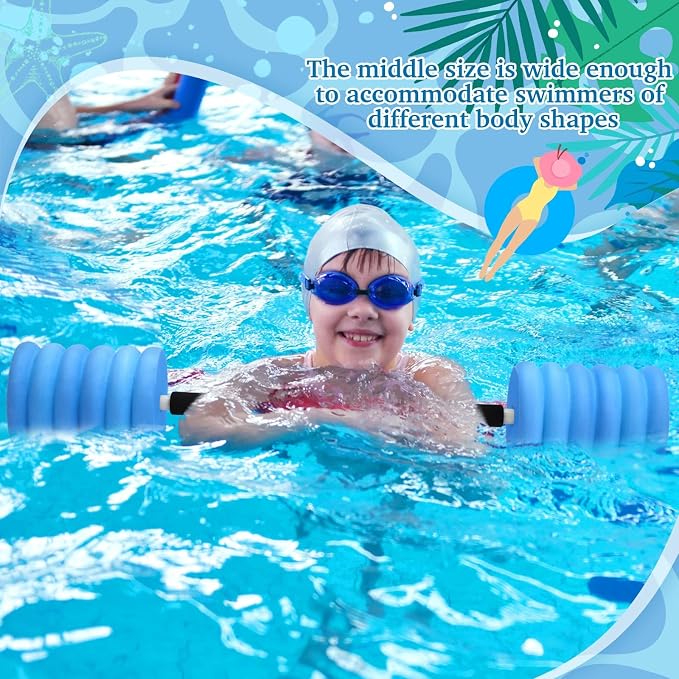 Soulchen Long Aquatic Exercise Dumbbells Pool Exercise Foam Water Weights Dumbbell Aquatic Pool Barbells with High Density EVA Foam for Swim Water Aerobics Workouts Loss