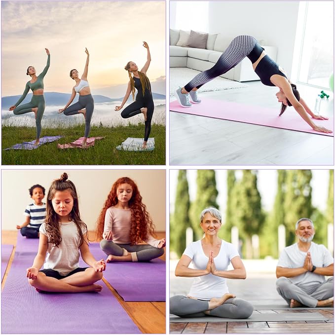 Funtery 3 mm Thin Yoga Mats Bulk, 68 x 24 Inches Lightweight PVC Exercise Mats Non Slip Workout Fitness Pads for Yoga Pilates Stretching Classes Gym Home Studio