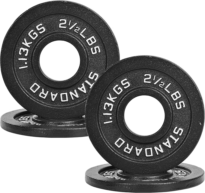 2" Cast Iron Weight Plates | 2.5LB to 45LB Standard Gym Plates (Singles, Pairs & Multi-Pack Sets) | Black with Silver Numbers for Barbell, Dumbbell, Powerlifting & Home Gym