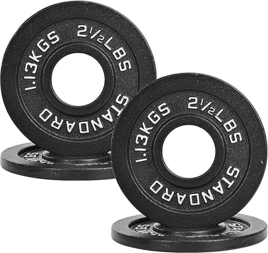 2" Cast Iron Weight Plates | 2.5LB to 45LB Standard Gym Plates (Singles, Pairs & Multi-Pack Sets) | Black with Silver Numbers for Barbell, Dumbbell, Powerlifting & Home Gym