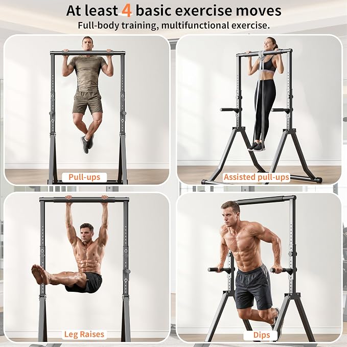 Foldable Pull Up Bar Station 66.1''-84.6'' Power Tower