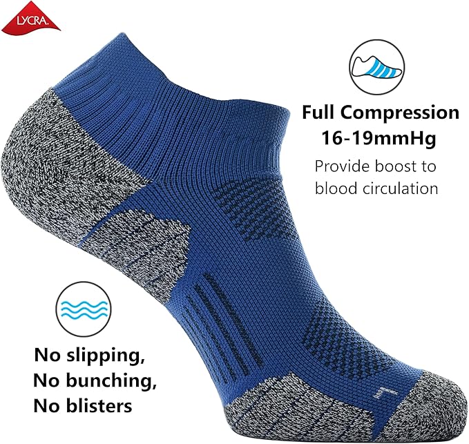 CWVLC Unisex Cushioned Compression Athletic Ankle Socks Multipack
