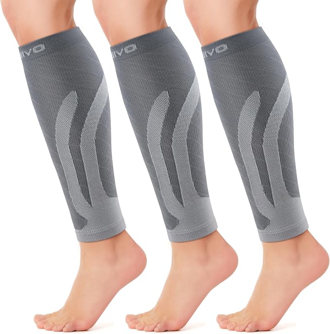 CAMBIVO Calf Compression Sleeve for Shin Splints & Running Support-3 Pairs | Leg sleeves for men & women, 15-20mmHg footless compression socks for gym & recovery, varicose veins
