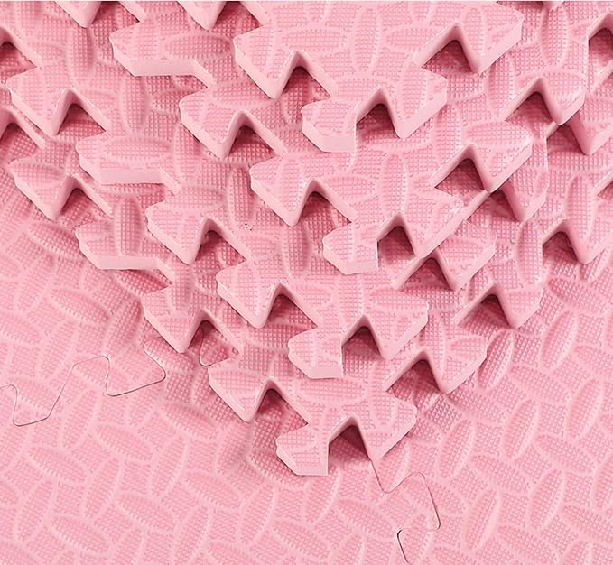 Arrowbash 12x12x1 Inch EVA Thick Interlocking Foam Floor Tiles Puzzle Exercise Mat Foam Mats for Home Gym Pets(Pink,12)