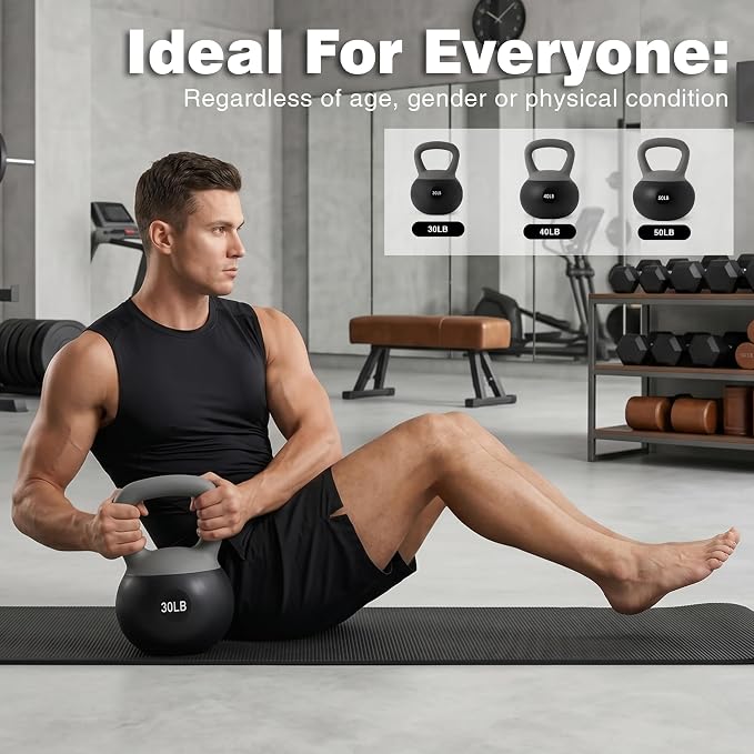 ALTLER Soft Kettlebell 10-50LBS Safe Strength Training Kettlebell Anti-Slip Grip Weight for Home Workouts and Men/Women/Beginners